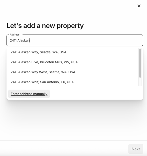 Add Address Enter Manually 