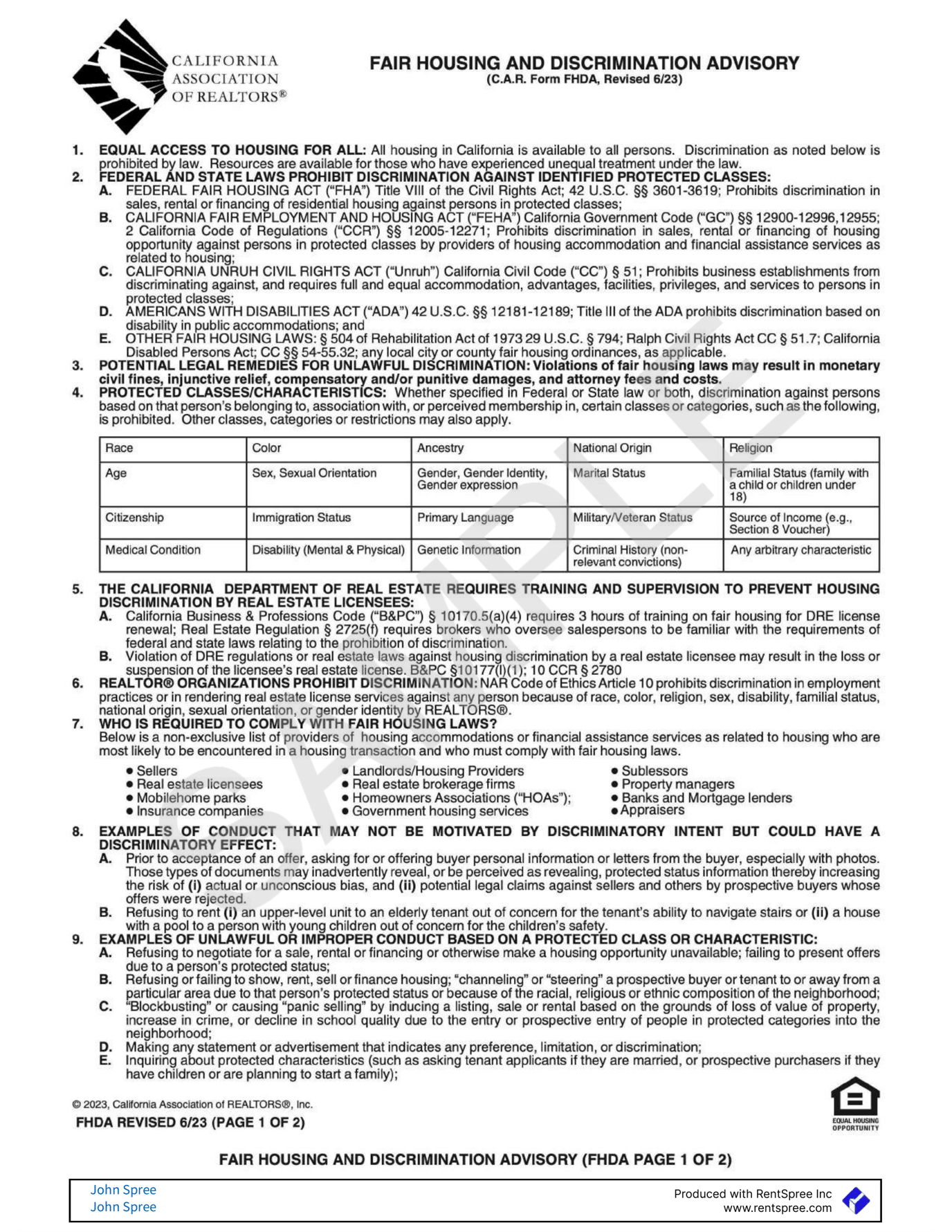 Sample C.A.R. lease agreement