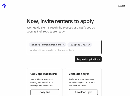 Send Application Request by Email or Text Message