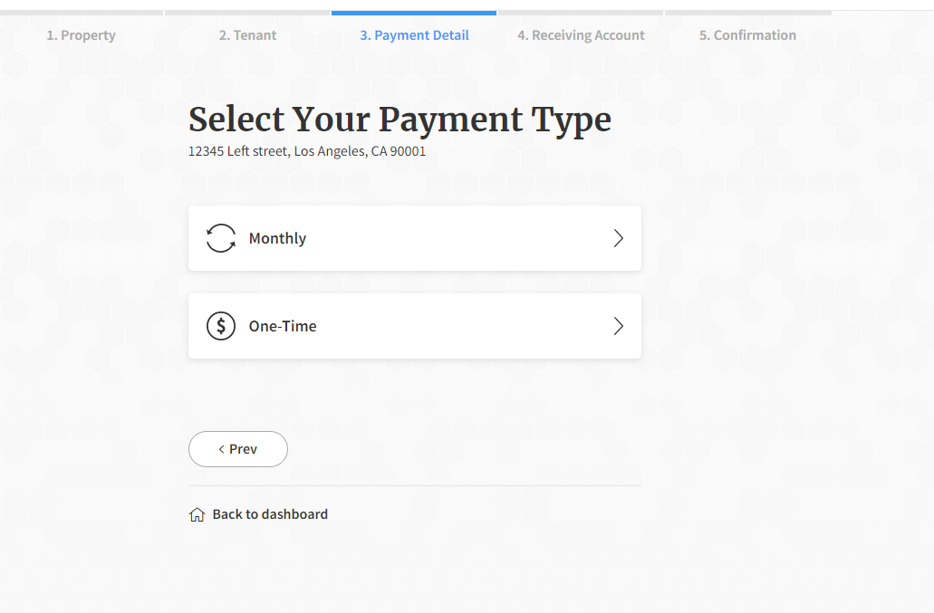 Connecting an LLC account for Rent Payment - Step 3 - Select your payment type.